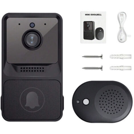 Green Mobility-Sonnette sans fil avec carillon, caméra vidéo Wi-Fi, audio bidirectionnel, vision nocturne et batterie rechargeable (1/4)