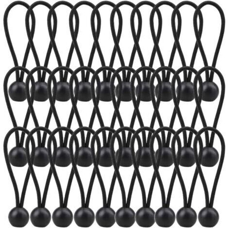 Green Mobility-Lot de 30 tendeurs élastiques , boules noires, robustes et résistants aux intempéries, épaisseur 4 mm – pour le camping, les tentes, le chargement, le maintien de câbles et de tuyaux. (1/4)