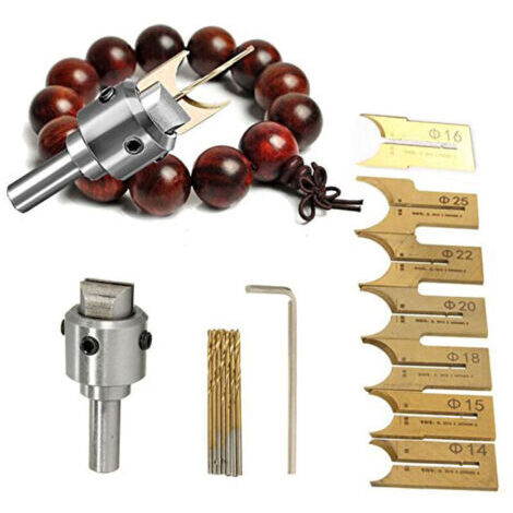 Green Mobility-Kit de fraises à perles pour le travail du bois, 16 pièces - Ensemble de forets et fraises pour défonceuse - Petit kit d'outils portable en acier allié haute dureté (1/4)