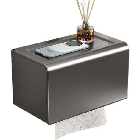 Green Mobility-Porte-papier toilette avec étagère de rangement - Fixation par ventouse, sans perçage, en aluminium spatial antirouille et antidérapant (1/3)