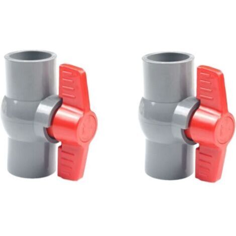 Green Mobility-Deux vannes à bille en PVC, raccords droits pour vanne à bille en plastique U-PVC pour le contrôle du débit et l'arrêt (φ32 mm) - (1/4)