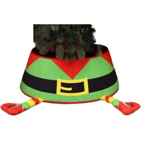 Green Mobility-Jupe de sapin de Noël décorative avec bonnet de Père Noël rouge en 3D, décoration de bureau non lumineuse pour la maison, le bureau et les fêtes (1/3)