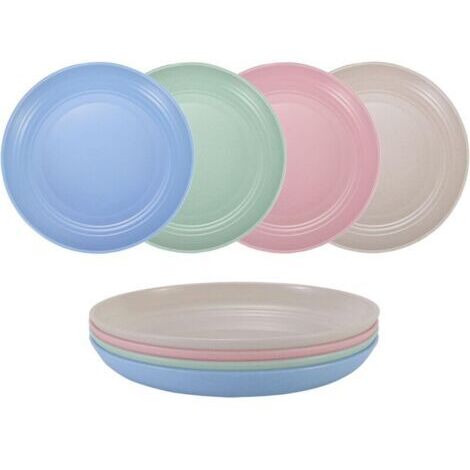 Green Mobility-Petites assiettes incassables en paille de blé, lot de 4 assiettes réutilisables, compatibles lave-vaisselle et micro-ondes, parfaites pour le dîner (1/4)