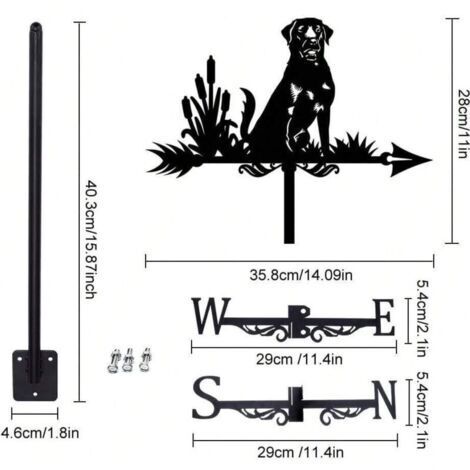 Green Mobility-Girouette décorative en métal représentant un chien assis, idéale pour un jardin ou une cour. (1/4)