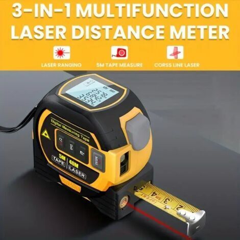 Green Mobility-Télémètre laser haute précision et mètre ruban en acier  - Fonctionne avec des piles alcalines, non étanche