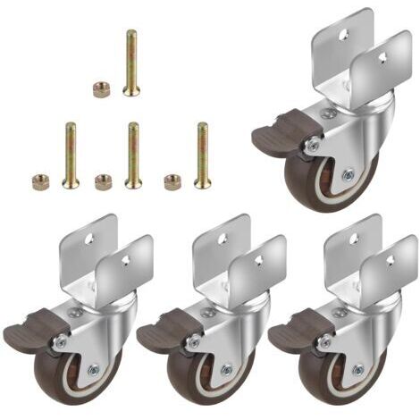 Green Mobility-4 U Type Roulettes Pivotantes En Caoutchouc Souple, Ø50MM, Avec Frein Roues En Caoutchouc Pour Meubles, Ouverture Du Panneau 25Mm (1/4)