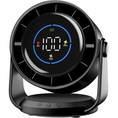 Green Mobility-Ventilateur ultra-puissant et silencieux, ventilateur de bureau à 100 vitesses avec tête rotative à 105°, rechargeable par USB (1/4)