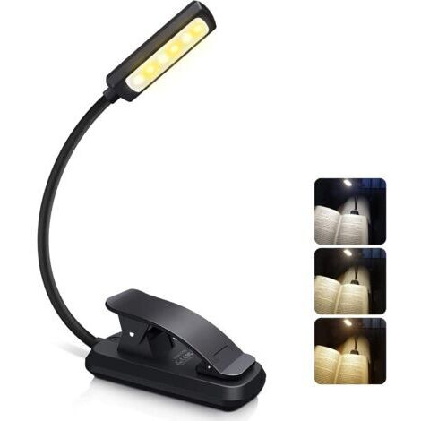 Green Mobility-Luz de lectura LED, lámpara de lectura recargable 6 LED (blanco frío/amarillo cálido) 3 modos de brillo, luz de lectura de cuello flexible de 360° para libros en la cama, luz de libro c (1/5)