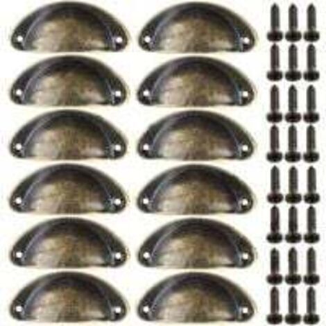 Green Mobility-12pcs Poignées de Meuble Vintage Boutons de Tiroir Metal Coquille pour Placards Armoire Commode Cuisine Tiroirs Laiton Antique 8135mm (1/5)