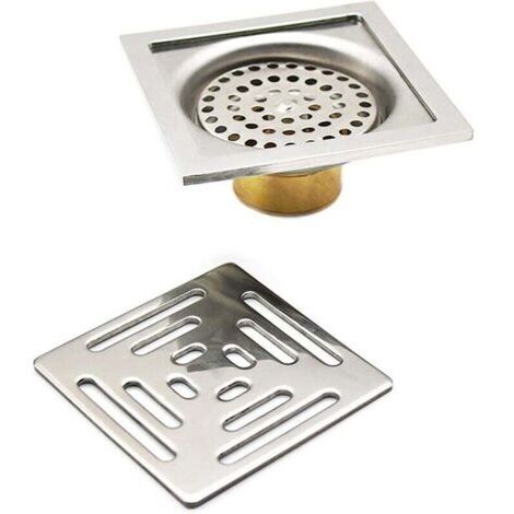 Green Mobility-Drain de Douche Carré Siphon De Sol Anti-Odeur,Acier Inoxydable Drain de Plancher avec Passoire Filtre,pour Salle De Bain Jardin(100 mm x 100 mm) (1/4)