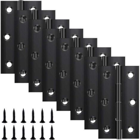 Green Mobility-Lot de 8 Charnières Piano en Acier Inoxydable Noir 68x38 mm pour Portes Fenêtres Armoires avec Vis (1/4)
