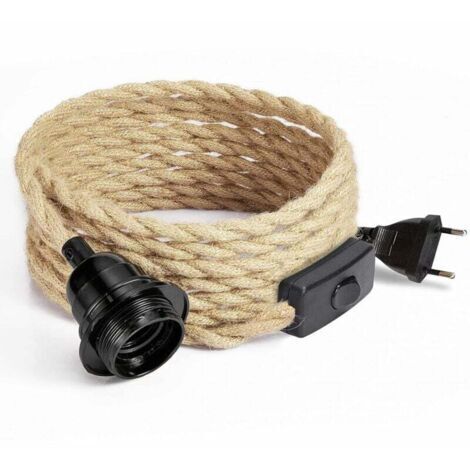 Green Mobility-4.5M Câble électrique en lin 2 Conducteurs, avec E27 Douille et Interrupteur, pour DIY Lampe(sans ampoule) (1/4)