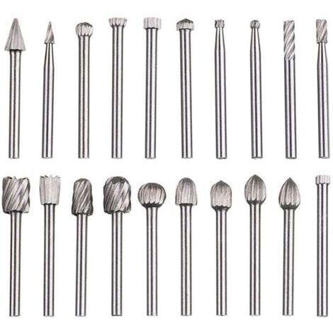 Green Mobility-20-teilige Rotationsfeile, Hartmetallfeilensatz, HSS-Rotationsfeilenköpfe, Dremel-Rotationswerkzeug, Rotationswerkzeug mit 1/8 Zoll (3 mm) Schaft für Stabschleifer, Holzbearbeitung, Met (1/4)