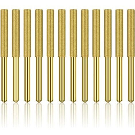 Green Mobility-12 Pcs Diamant Affûteur de Tronçonneuse, Haute Dureté Titane Plaqué Burr Meule Meule, Affûteur de Tronçonneuse Pierre Bits, 5/32in 4mm (1/5)