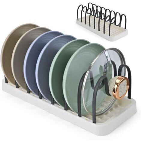 Green Mobility-Organisateur de tiroir pour casseroles et poêles, support réglable pour couvercles de casseroles, organisateur universel pour couvercles de casseroles, gain de place dans les placards, (1/4)