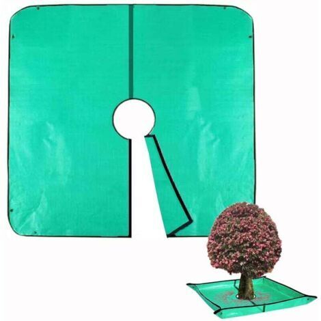 Green Mobility-Telo per potatura paesaggistica, 200 x 200 cm, con foro da 30 cm, occhielli angolari, può essere fissato attorno ad alberi e arbusti. (1/4)