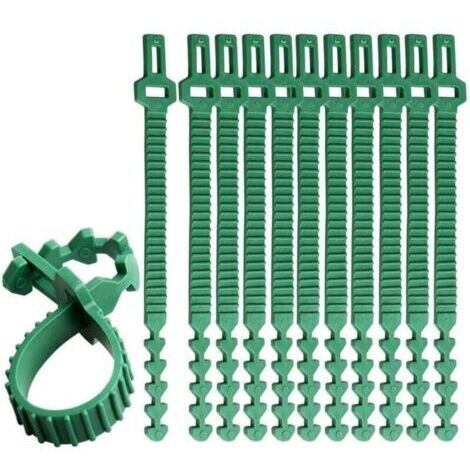 Green Mobility-10 pezzi di fascette per piante resistenti, cinghie per alberi regolabili da 24 cm, fascette per piante da giardino ad incastro per supporto di rose e arbusti (1/4)