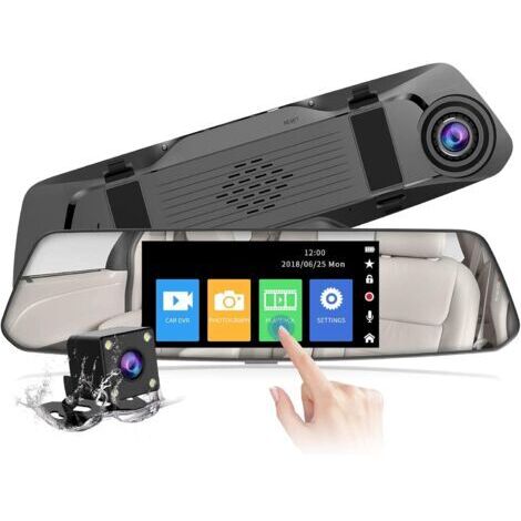 Green Mobility-Dashcam rétroviseur 5 pouces Full HD 1080P – Caméra avant et arrière étanche – Grand angle – Verre anti-reflets 2,5D (1/4)