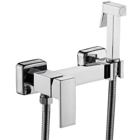 Green Mobility-Douchette WC Bidet Murale En Cuivre Avec Robinet Mixte Eau Chaude Et Froide Argent (1/2)