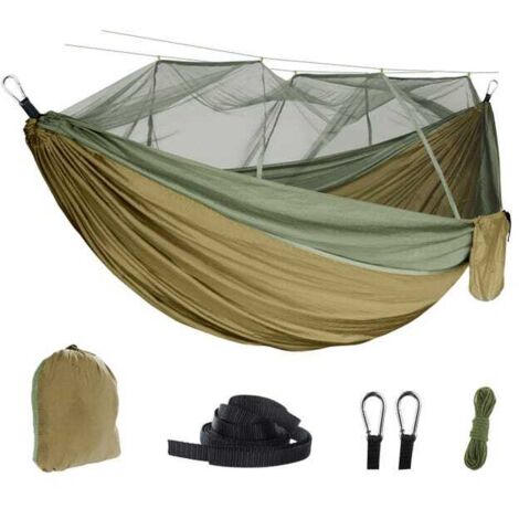 Green Mobility-Hamac de moustiquaire à ouverture rapide automatique, poteau de Camping en plein air, balançoire, 260x140cm, Camel et vert militaire (1/5)