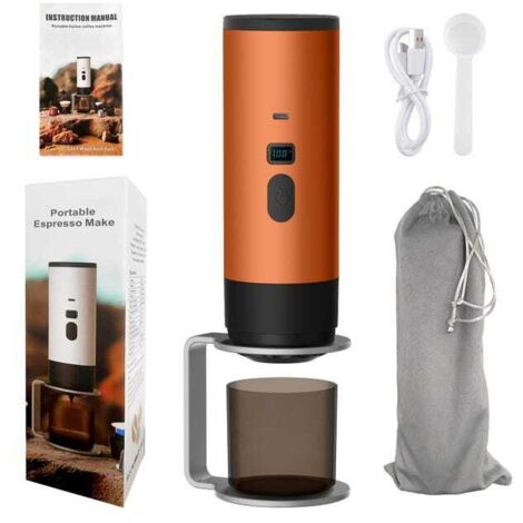 Green Mobility-Cafetière portable 3 en 1, cafetière de voyage 72 W, cafetière expresso 12 V, Cafetière électrique portable 3 en 1 avec support, orange (1/5)