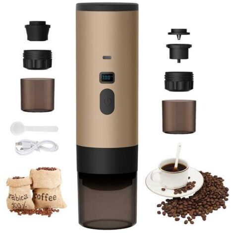Green Mobility-Cafetière portable 3 en 1, cafetière de voyage 72 W, cafetière expresso 12 V, rechargeable, kaki (1/5)