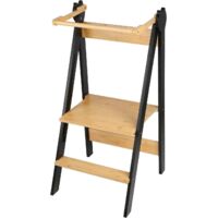 Children's observation tower, Montessorian learning tower, foldable multi-purpose learning tower, natural birch wood, foldable, security-88 x 45 x 45 cm black coffee