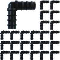 Ensemble de 25 raccords en L, adapté à la plupart des tuyaux PE de 1/2 pouce, pour l'irrigation.