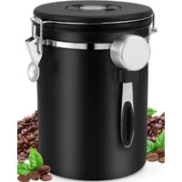 Bocal à café hermétique de 1800 ml en acier inoxydable 304 - Récipient de conservation - Boîte à grains de café - Pour conserver le café