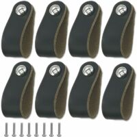 Green Mobility-Boutons et poignées de meubles,8 Pièces Poignee Cuir, Facile à installer, Convient à toutes sortes de portes et tiroirs d'armoires,le noir