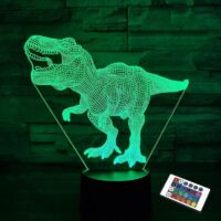 Green Mobility-Cadeaux de dinosaure, veilleuse T Rex 3D 16 couleurs changeantes lampe de chevet pour enfants avec télécommande, cadeaux d'anniversaire pour garçons fille âges 3 4 5 6 +