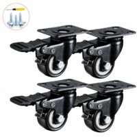 Green Mobility-4 Roulettes Pivotantes 50mm 200KG Roulettes Pivotantes Avec Frein Roulettes pour Meubles Charge Lourde pour Transport Chariot Table Basse Etabli