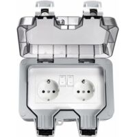 Green Mobility-Enchufes impermeables para exteriores, Enchufe eléctrico doble para exteriores IP66, Enchufes de pared impermeables de 2 bandas con cubiertas,