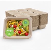 TreePack Vaschette per alimenti compostabili approvata Moca da 400 pz, contenitori per microonde, forno e freezer, Brevetto Easy Green da -20 a 200°C