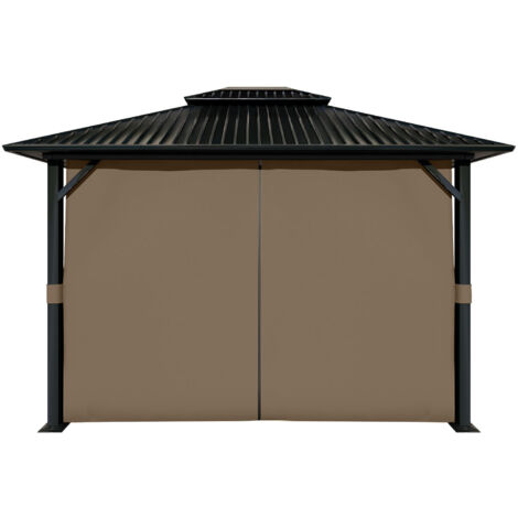 Aoodor 3.04x3.04m Gazebo Curtain Set Protecting Privacy Side Walls, Curtain Only-brown