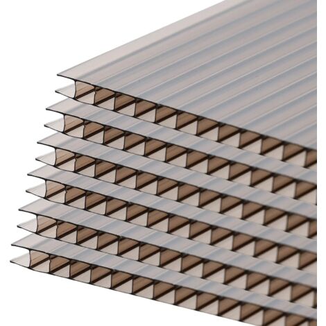 Aoodor 6 PCS Polycarbonate Greenhouse Panels - 157x71x0.5cm - brown