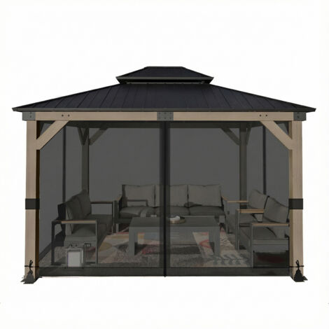 Aoodor Universal Gazebo Mosquito Netting - 3.65x4.87m - black