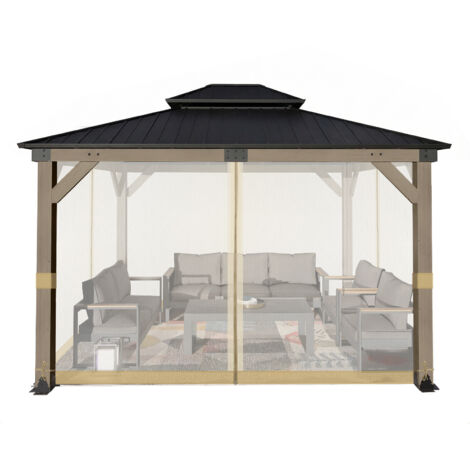 Aoodor Universal Gazebo Mosquito Netting - 3.65x4.87m - khaki