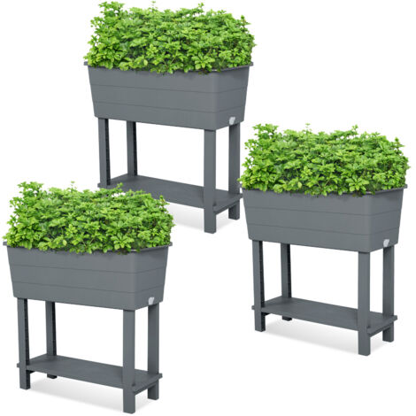 Aoodor Raised Garden Bed, 3Pcs Elevated Planter Box with Legs for Outdoor Gardening-charcoal grey