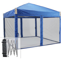 Aoodor 3x3 m Pop Up Canopy Tent with Netting, Water-Resistant 210D Oxford Fabric-dark blue