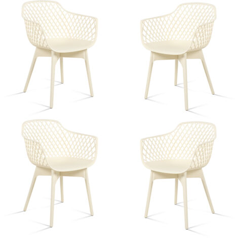 Moderne Esszimmerstühle, 4er Set, Wetterbeständige Kunststoff-Café-Stühle mit Ergonomischer Rückenlehne und Rutschfesten Pads, Geeignet für Terrasse, Restaurant, Garten (1/5)