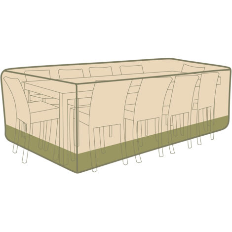Aoodor Rechteckige Outdoor-Möbelabdeckung für Ecksofa-Set, 600D Wasserdichte Terrassenabdeckung für Gartentisch und Stühle, 320 cm × 224 cm × 81 cm