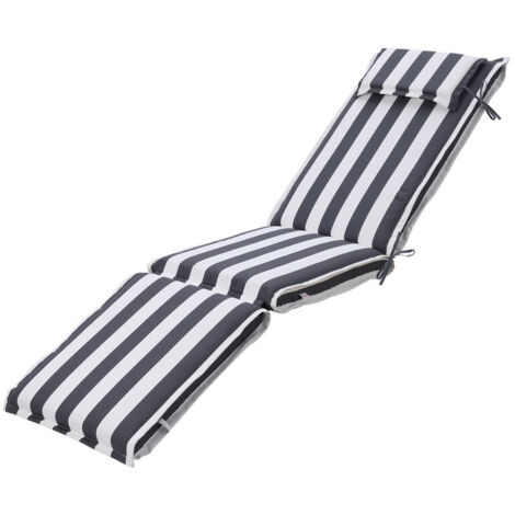 Aoodor Sonnenliegekissen, 48×187×8 cm, farbecht, Outdoor-Kissen mit Kopfstütze für Relaxsessel, Terrassenstuhl & Sonnenliege