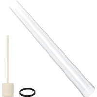 Patio Heater Glass Tube Replacement 49.5" Tall 4" Diameter, Outdoor Heater Replacement Parts with Ring and Cleaning Sponge for 4-Sided Pyramid Heater