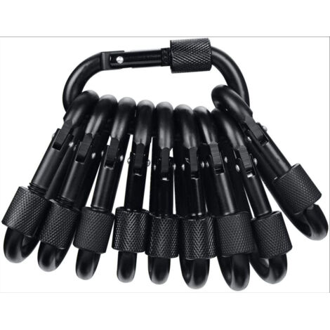 4 PCS Mousqueton, Mousqueton Aluminium, Mousqueton Escalade Avec Bouchon A Vis Pour Exterieur Camping Randonnee Voyages Argent Noir 74665818