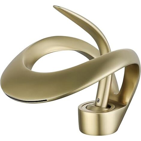 Badezimmer-Wasserhahn, Waschtischarmatur, Badezimmer-Mischbatterie mit Einhebel-Keramikventil und einstellbarer Kälte, Waschtischarmatur (Gold) (1/5)