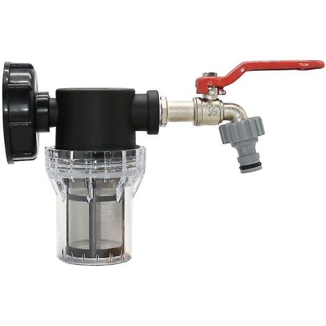 IBC-Wassertank-Wasserhahn-Adapter, S60-Tonnen-Eimer-Anschluss, Gartenbewässerungspumpe, Wasserpistolenfilter (3/4 mit Kunststoffschlauch-Schnittstelle)