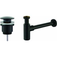 PIRALLA KITSCA1 Ablauf- und Siphon-Set, matt schwarz - Rundes Modell - Matt schwarz