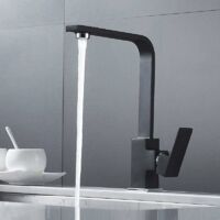 Küchenarmaturen Quadratische Küchenarmaturen mit hohem Auslauf – Küchenarmaturen (schwarz)