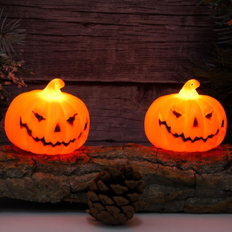 3PCS Lanterne Citrouille Lumineux Flash pour Les Enfants À L'extérieur, Lumières LED avec Décorations d'halloween Piles, Lumière De Intérieur Extérieur Décor Ornements Yellow Classe énergétique A